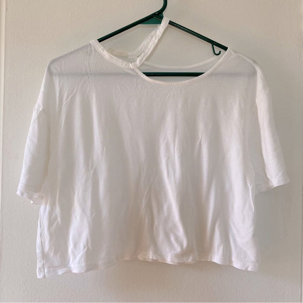Zara white cropped top 100% lyocell size S